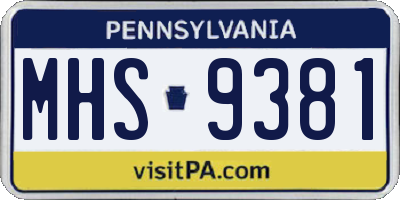 PA license plate MHS9381