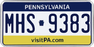 PA license plate MHS9383