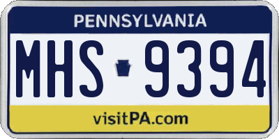 PA license plate MHS9394