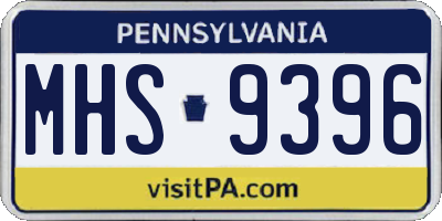 PA license plate MHS9396