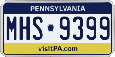 PA license plate MHS9399