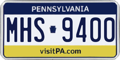 PA license plate MHS9400