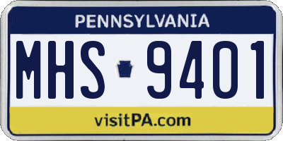 PA license plate MHS9401