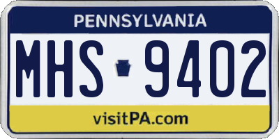 PA license plate MHS9402