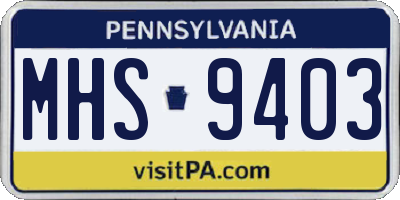 PA license plate MHS9403