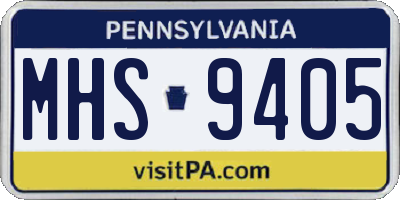 PA license plate MHS9405