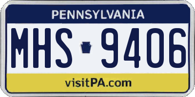 PA license plate MHS9406