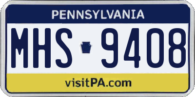 PA license plate MHS9408