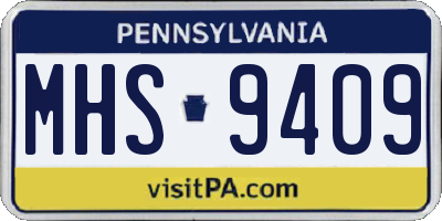 PA license plate MHS9409
