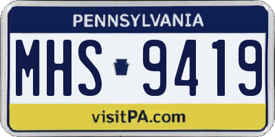 PA license plate MHS9419