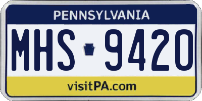 PA license plate MHS9420