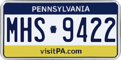 PA license plate MHS9422