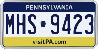 PA license plate MHS9423