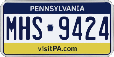 PA license plate MHS9424