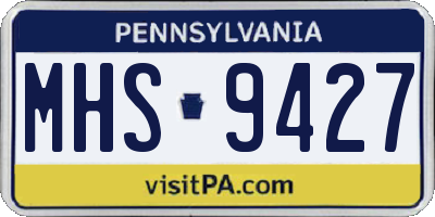 PA license plate MHS9427