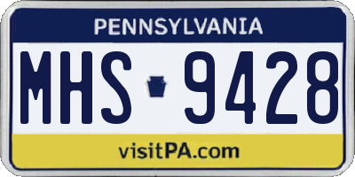 PA license plate MHS9428