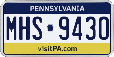 PA license plate MHS9430