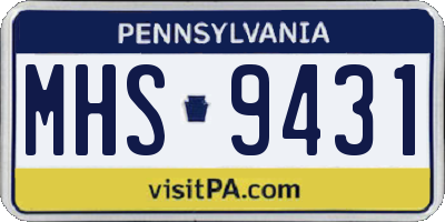 PA license plate MHS9431