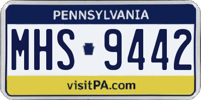 PA license plate MHS9442