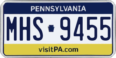 PA license plate MHS9455