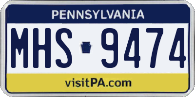 PA license plate MHS9474