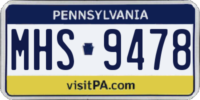 PA license plate MHS9478