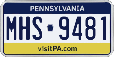 PA license plate MHS9481