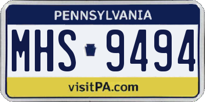 PA license plate MHS9494