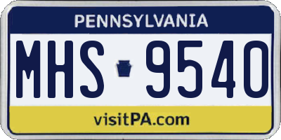 PA license plate MHS9540