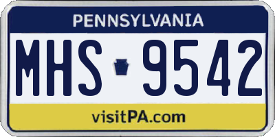 PA license plate MHS9542