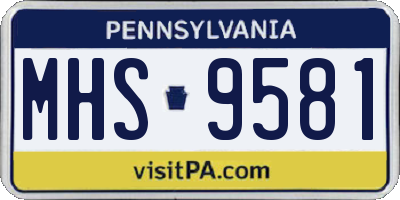 PA license plate MHS9581