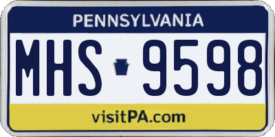PA license plate MHS9598