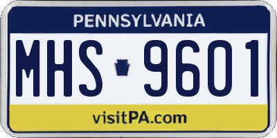 PA license plate MHS9601