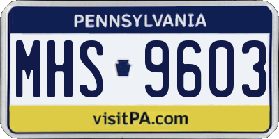 PA license plate MHS9603