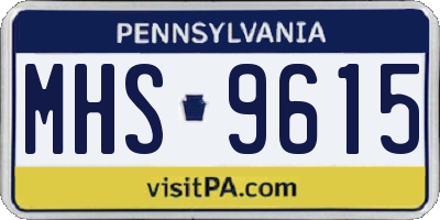 PA license plate MHS9615