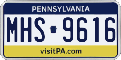 PA license plate MHS9616