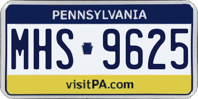 PA license plate MHS9625