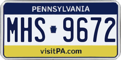 PA license plate MHS9672