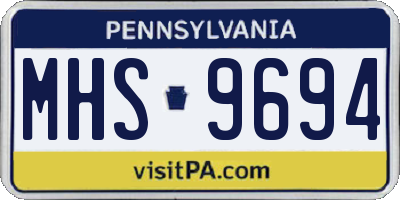 PA license plate MHS9694