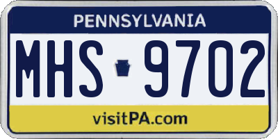 PA license plate MHS9702