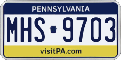 PA license plate MHS9703