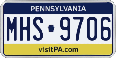 PA license plate MHS9706