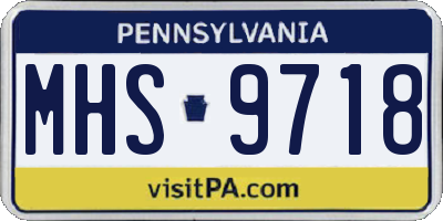 PA license plate MHS9718