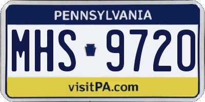 PA license plate MHS9720