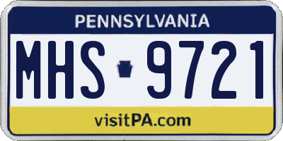 PA license plate MHS9721