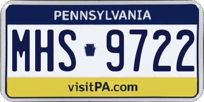 PA license plate MHS9722