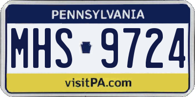 PA license plate MHS9724