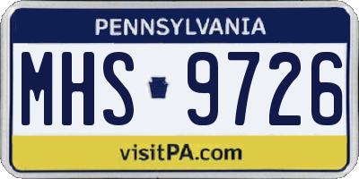 PA license plate MHS9726