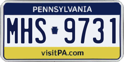 PA license plate MHS9731