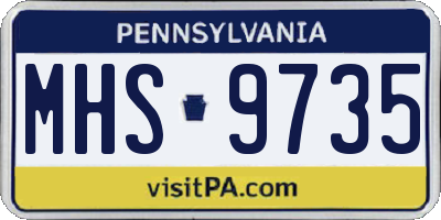 PA license plate MHS9735